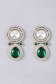 Two Tone Finish Zircon & Kundan Polki Dangler Earrings