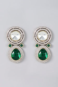 Two Tone Finish Zircon & Kundan Polki Dangler Earrings