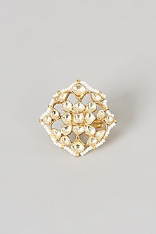 Gold Finish Pachi Kundan Polki Ring