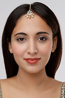 Gold Finish Kundan Polki Maang Tikka