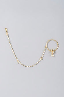 Gold Finish Kundan Polki & Pearl Nath