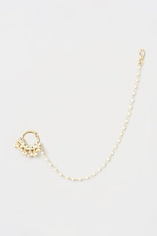 Gold Finish Kundan Polki Nose Ring