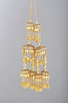 Gold Finish Pearl Kaleeras (Set of 2)