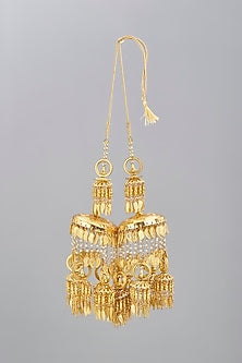 Gold Finish Pearl Kaleeras (Set of 2)