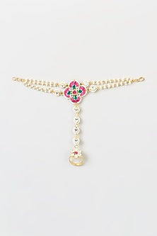 Gold Finish Multi-Colored Stone & Kundan Polki Hathphool