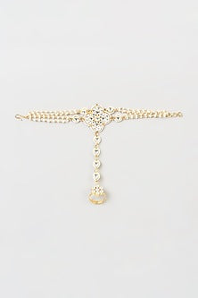 Gold Finish Kundan Polki Hathphool