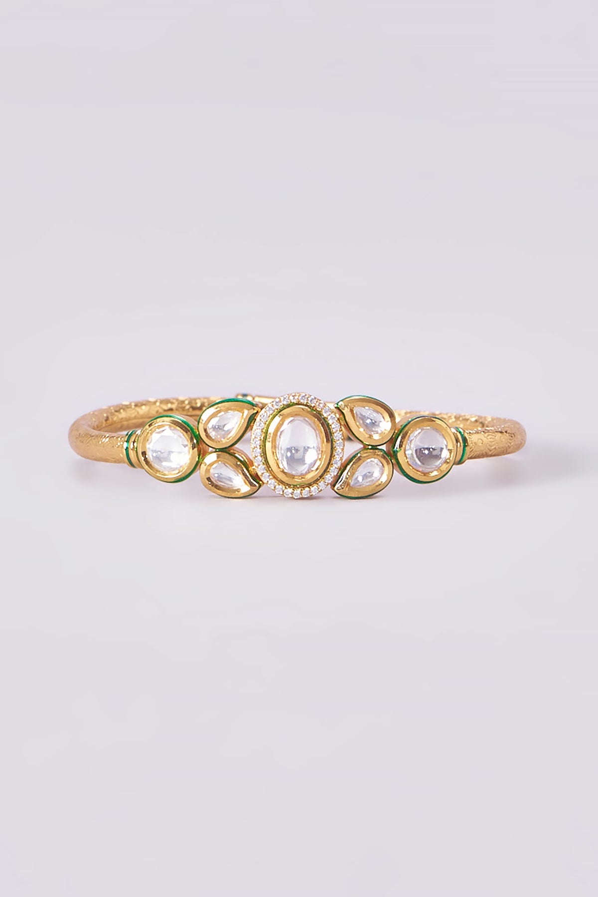 Gold Finish Kundan Polki Bracelets