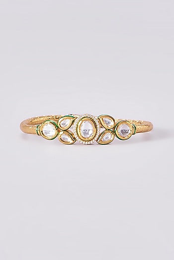 Gold Finish Kundan Polki Bracelets