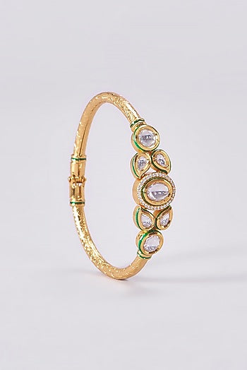 Gold Finish Kundan Polki Bracelets