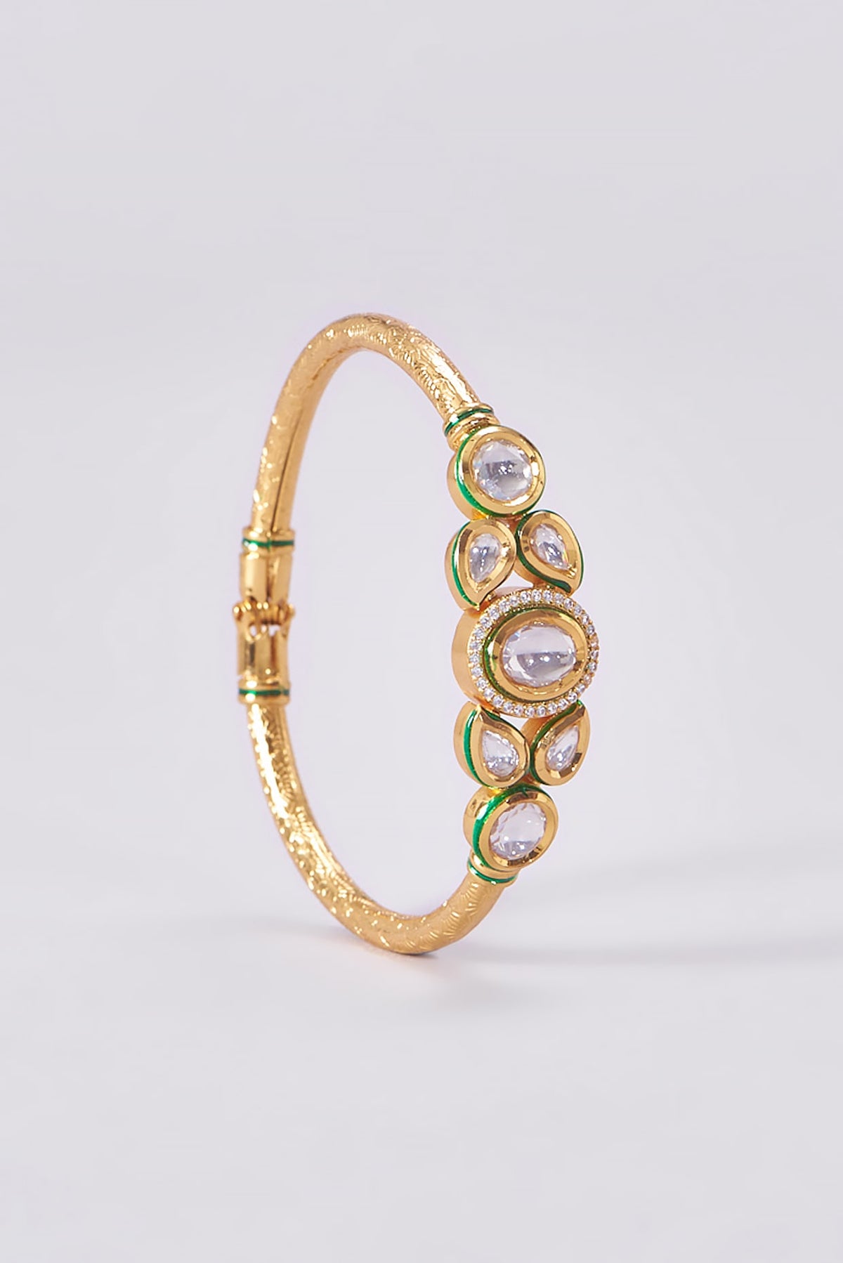 Gold Finish Kundan Polki Bracelets