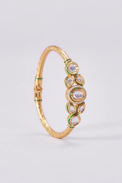 Gold Finish Kundan Polki Bracelets