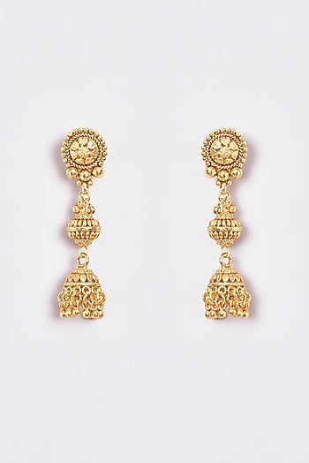 Gold Finish Kundan Polki Temple Layered Necklace Set