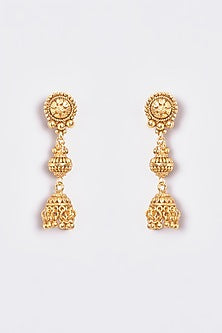 Gold Finish Kundan Polki Temple Layered Necklace Set