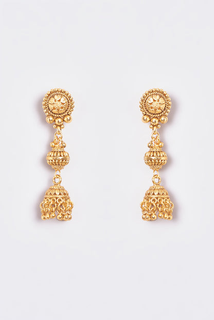 Gold Finish Kundan Polki Temple Layered Necklace Set