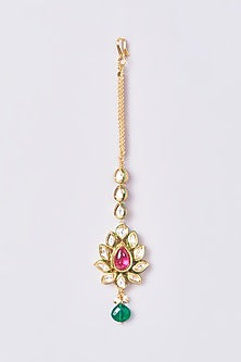 Gold Finish Kundan Polki Maang Tikka
