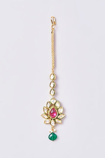 Gold Finish Kundan Polki Maang Tikka