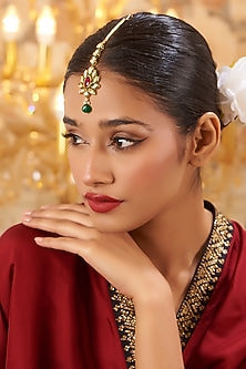 Gold Finish Kundan Polki Maang Tikka