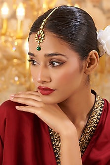 Gold Finish Kundan Polki Maang Tikka