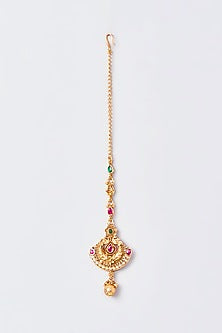 Gold Finish Kundan Polki Temple Maang Tikka