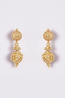 Gold Finish Kundan Polki & Multi-Colored Stone Temple Mala Set