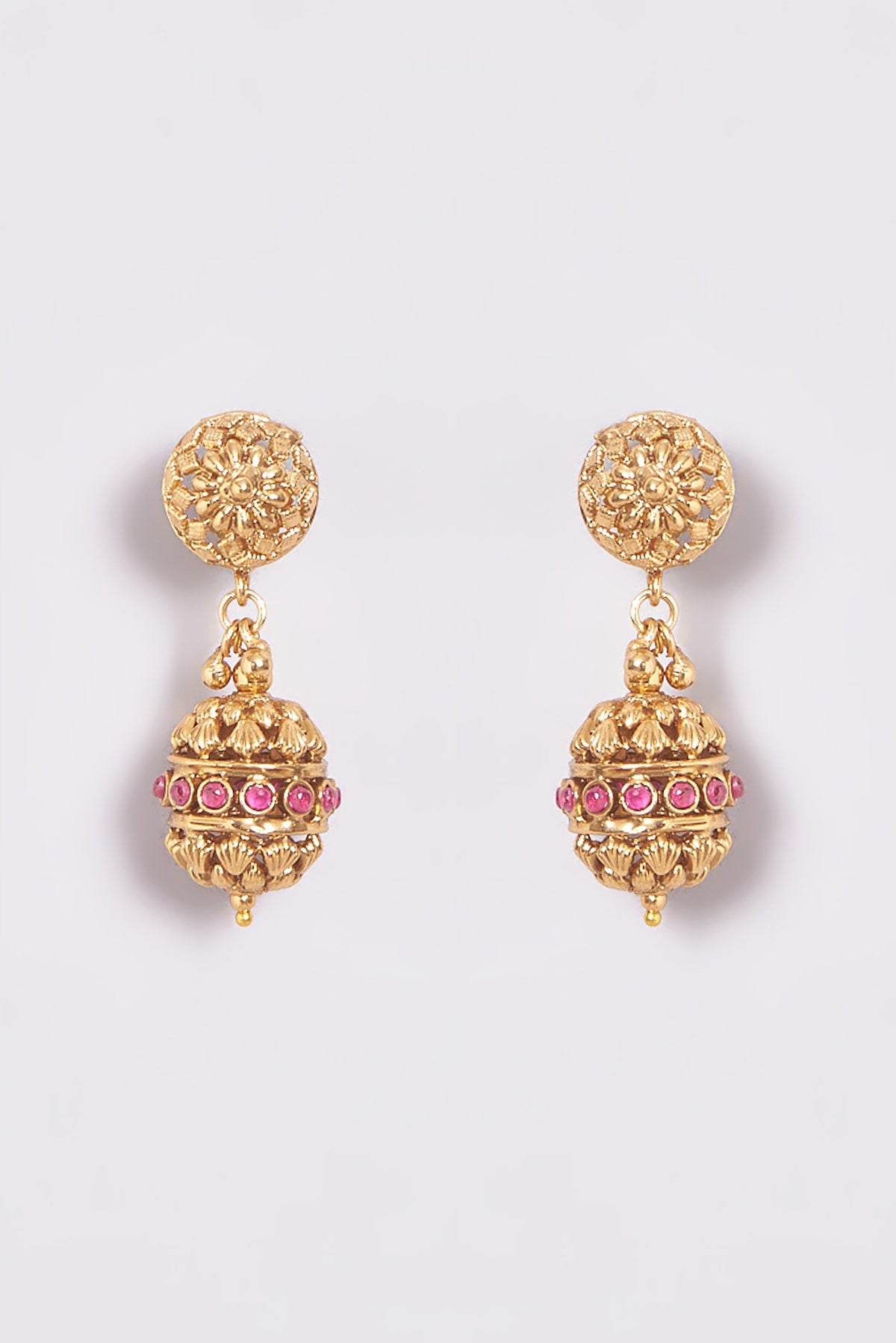 Gold Finish Kundan Polki Temple Necklace Set
