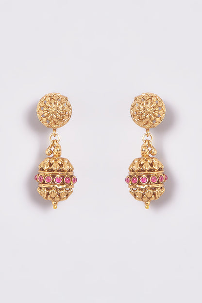 Gold Finish Kundan Polki Temple Necklace Set