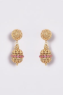 Gold Finish Kundan Polki Temple Necklace Set
