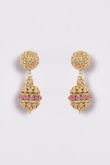 Gold Finish Kundan Polki Temple Necklace Set