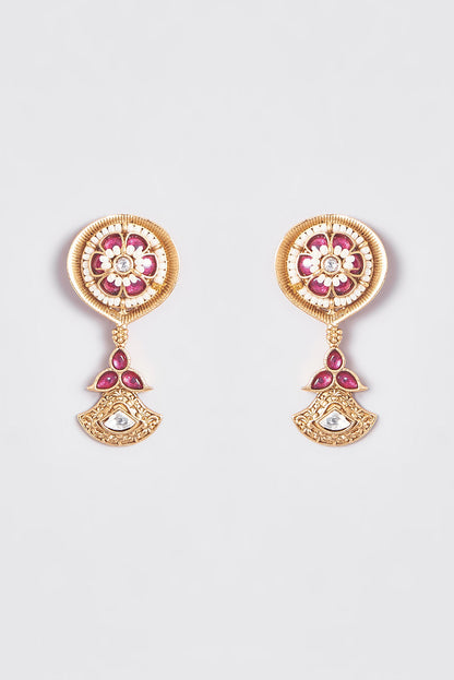 Gold Finish Kundan Polki Temple Choker Necklace Set