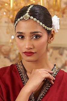 Gold Finish Kundan Polki Mathapatti