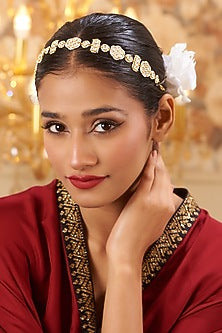 Gold Finish Kundan Polki Mathapatti