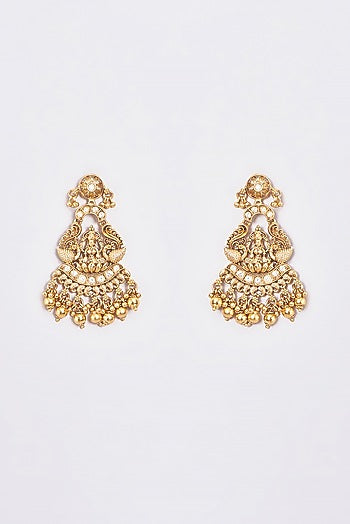 Gold Finish Kundan Polki Temple Necklace Set