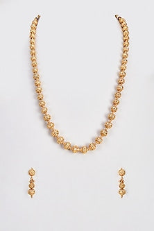 Gold Finish Temple Mala Set