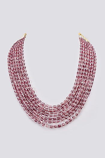 Gold Finish Kundan Polki & Red Beaded Mala