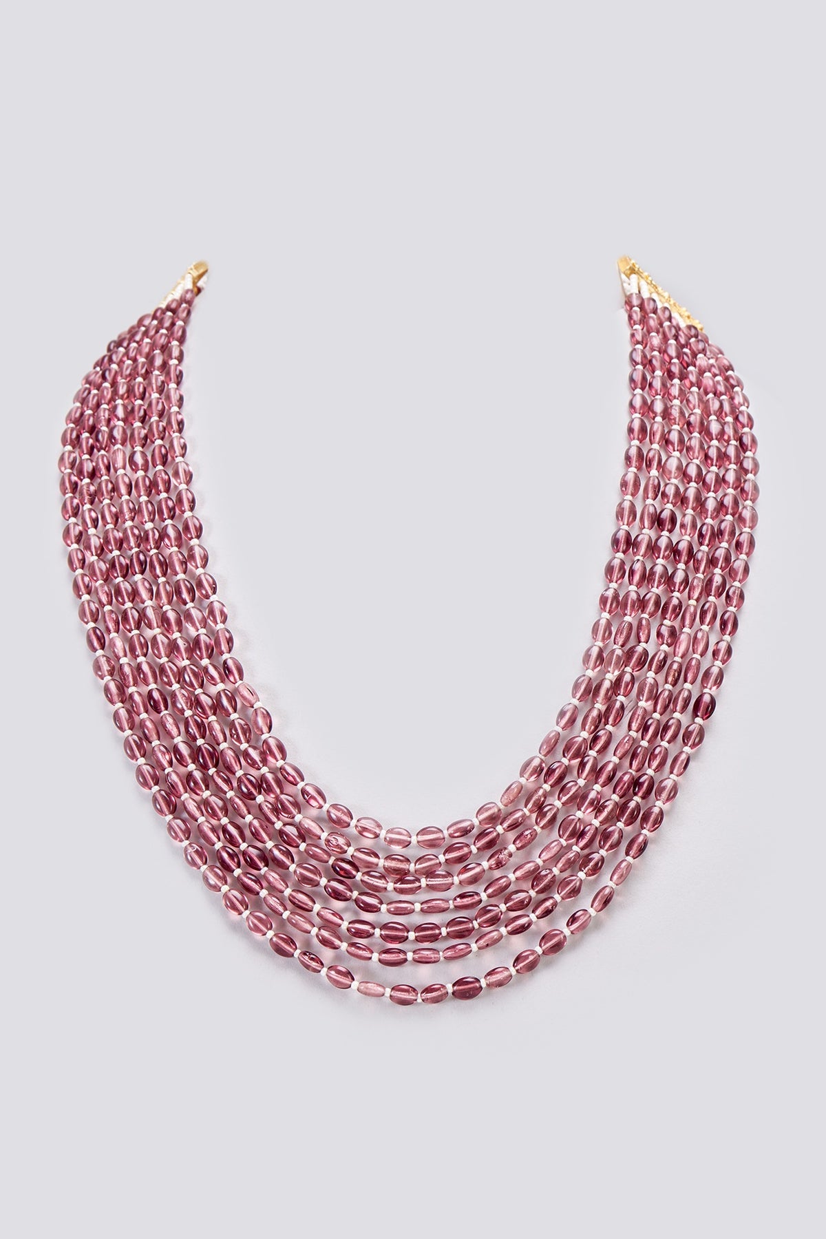 Gold Finish Kundan Polki & Red Beaded Mala