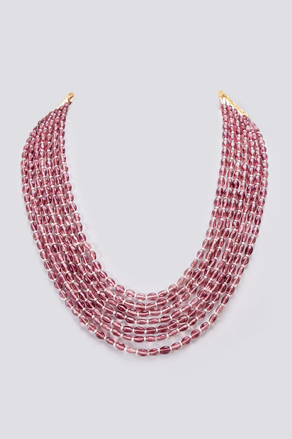 Gold Finish Kundan Polki & Red Beaded Mala