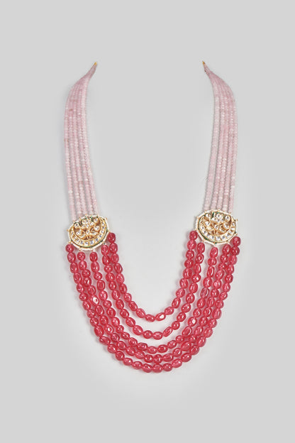 Gold Finish Kundan Polki Choker & Long Necklace Set