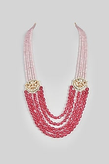 Gold Finish Kundan Polki Choker & Long Necklace Set