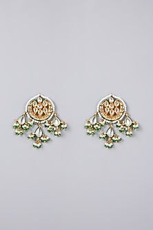 Gold Finish Pearl & Kundan Polki Choker Necklace Set
