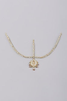 Gold Finish Kundan Polki Mathapatti