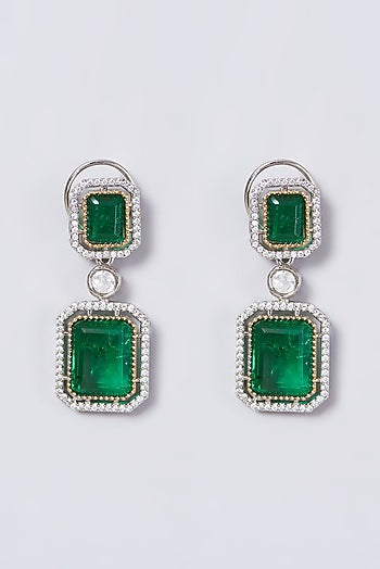 Two Tone Finish Kundan Polki & Green Beaded Choker Necklace Set
