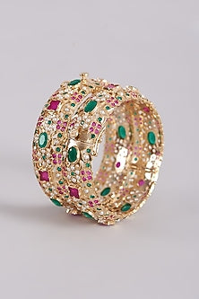 Gold Finish Pearl Bangles (Set of 2)