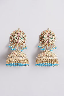 Gold Finish Pearl Jhumka Earrings
