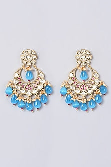 Gold Finish Kundan Polki Jhumka Earrings