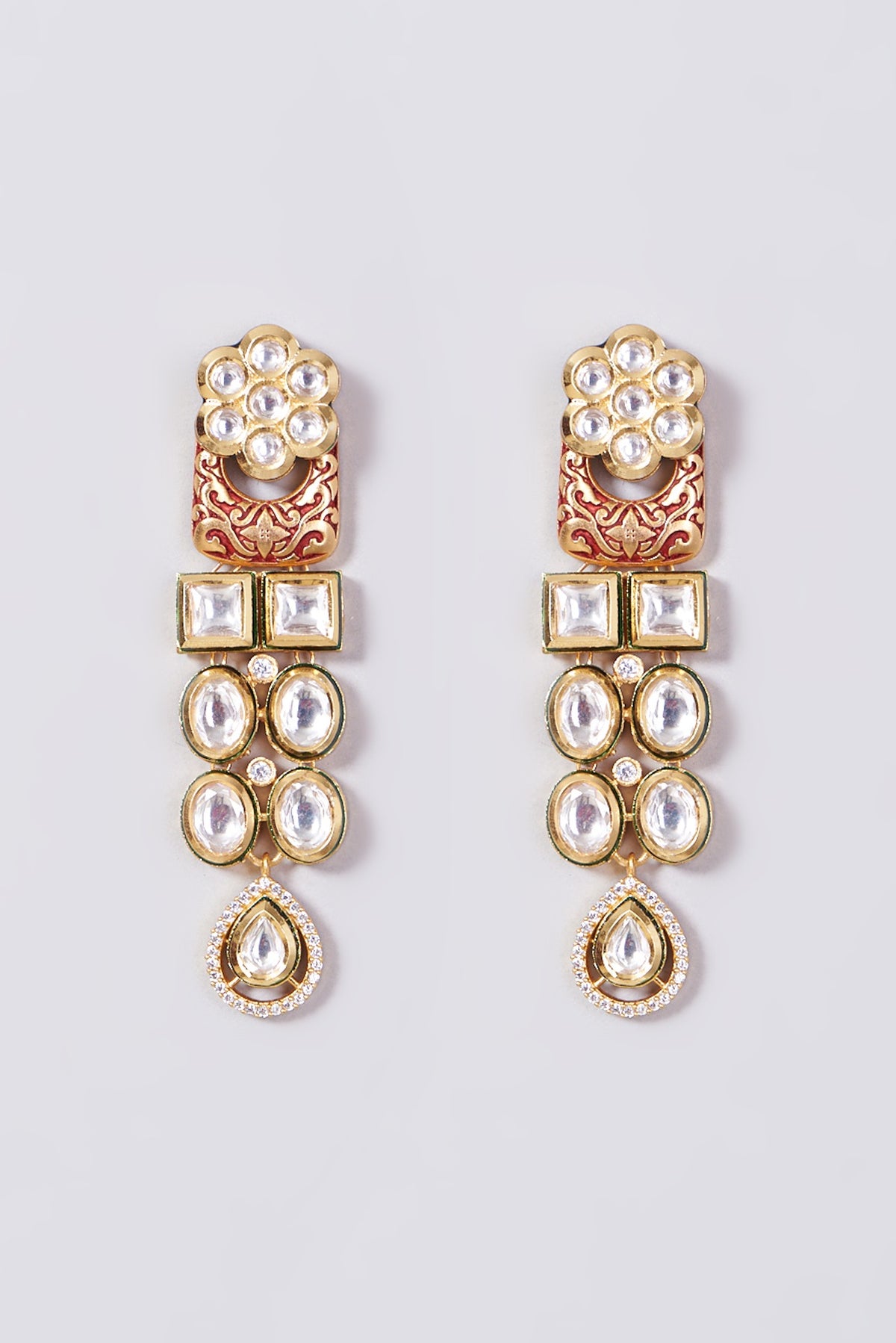 Gold Finish Kundan Polki Choker Necklace Set