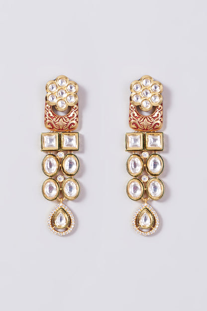 Gold Finish Kundan Polki Choker Necklace Set