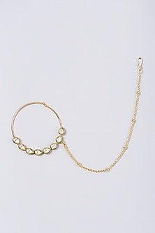 Gold Finish Kundan Polki Nose Ring