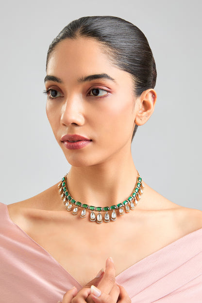 Green Beaded Choker Necklace