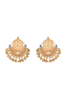 Gold Finish Turquoise Blue Stone Earrings