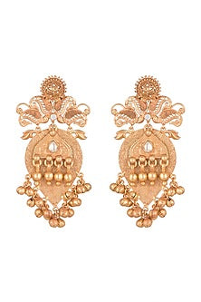 Gold Finish Antique Style Long Earrings